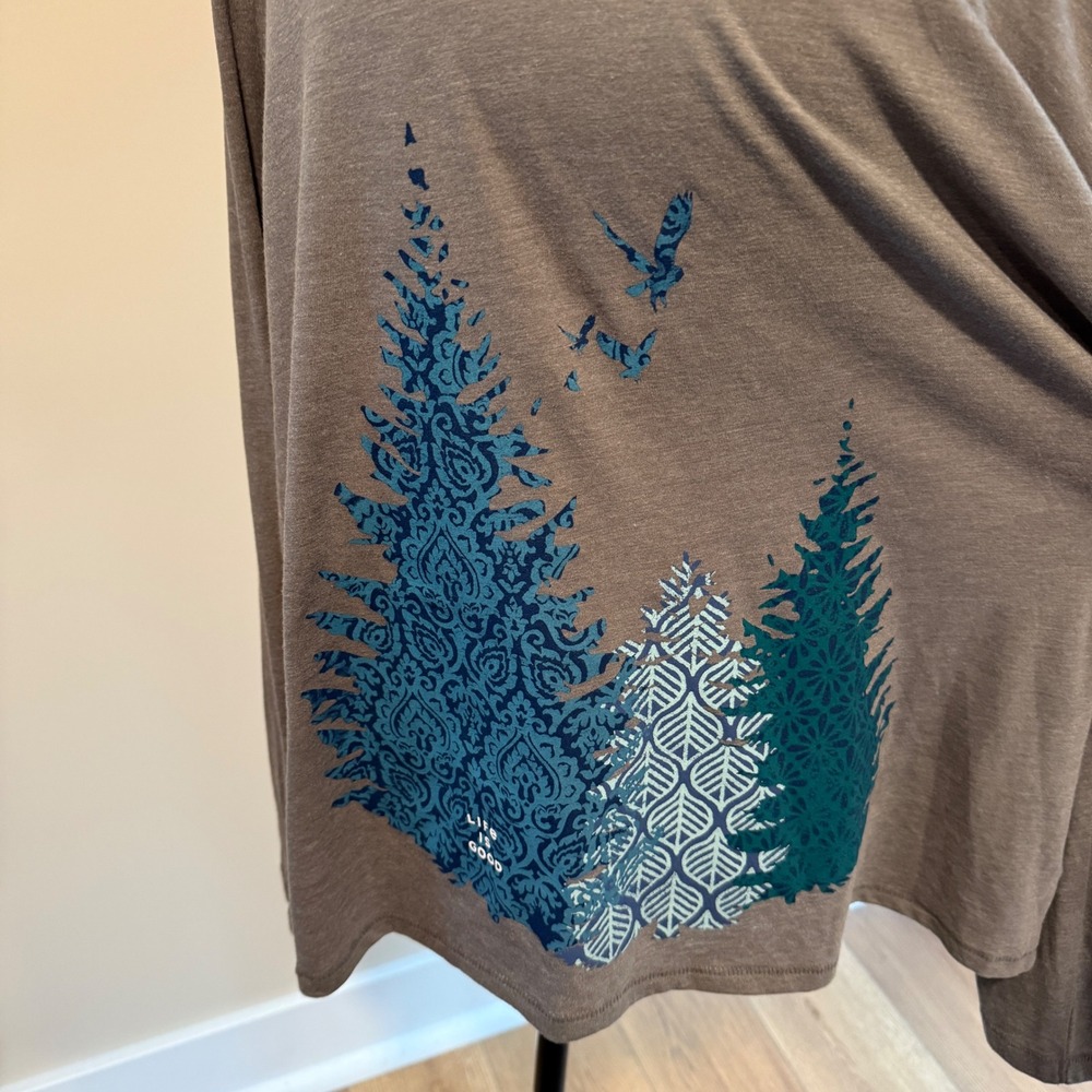 Life‎ is Good Women's Gray "Christmas Tree" Long Sleeve T-Shirt Size XL - Picture 2 of 4